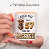 Kiddle-Design Personalized 57th Birthday Mug – “Still a Cheerful Little Bee at 57” – Orange view 3