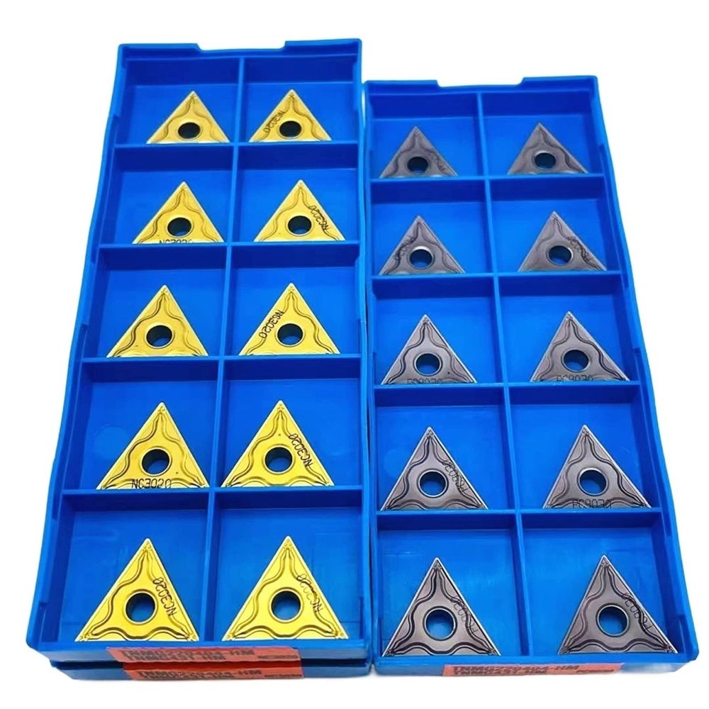 CNC Lathes, 1-Piece External Metal Turning Tool Holder + 10-Piece CNC Turning Inserts (TNMG220404 HM NC3020, NC3020)