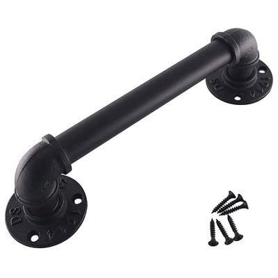 Black Metal Handrail for Stairs, 6 m, Indoor and Outdoor Use