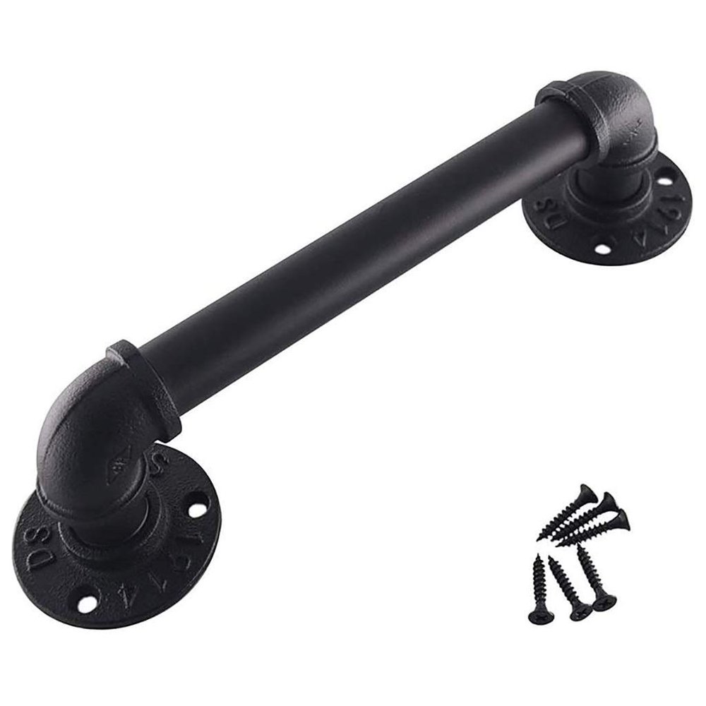 Black Metal Handrail for Stairs, 6 m, Indoor and Outdoor Use