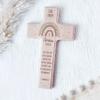 hellomini Personalized Baptism Cross with 3D Name & Baptism Verse, Handmade Beech Wood Cross, Rainbow Pink view 2