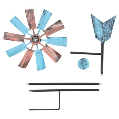 Decorative Iron Metal Windmill Garden Stake for Outdoors