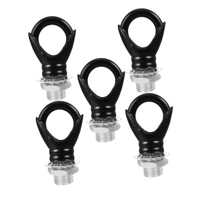 Milisten 5-Piece Black Metal Lamp Hooks with Rings and Threaded Nuts