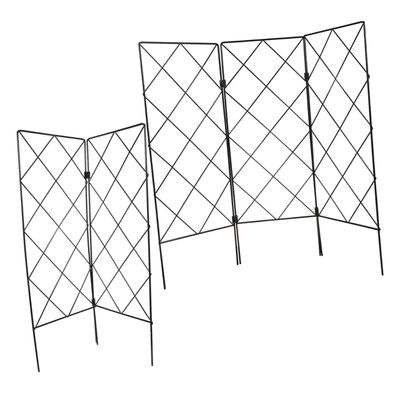 Foldable Garden Trellis, Plant Climbing Support, 5-Piece, Black Iron
