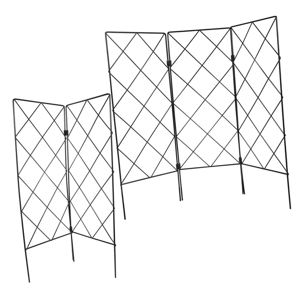 Foldable Garden Trellis, Plant Climbing Support, 5-Piece, Black Iron