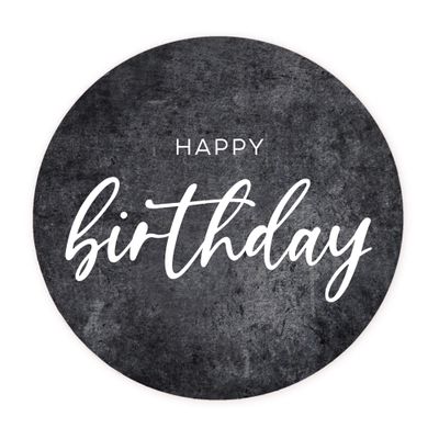 NORDEULE Happy Birthday Stickers, 40 Count, Round, 3 cm, Mottled Gray