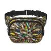 Square Double-Layer Waist Bag with Fish Lure Print, Black, One Size view 1