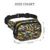 Square Double-Layer Waist Bag with Fish Lure Print, Black, One Size view 3