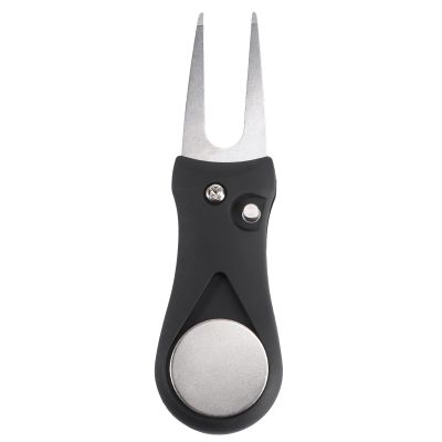 Stainless Steel and Plastic Divot Fork for Golf Courses, Black/Silver