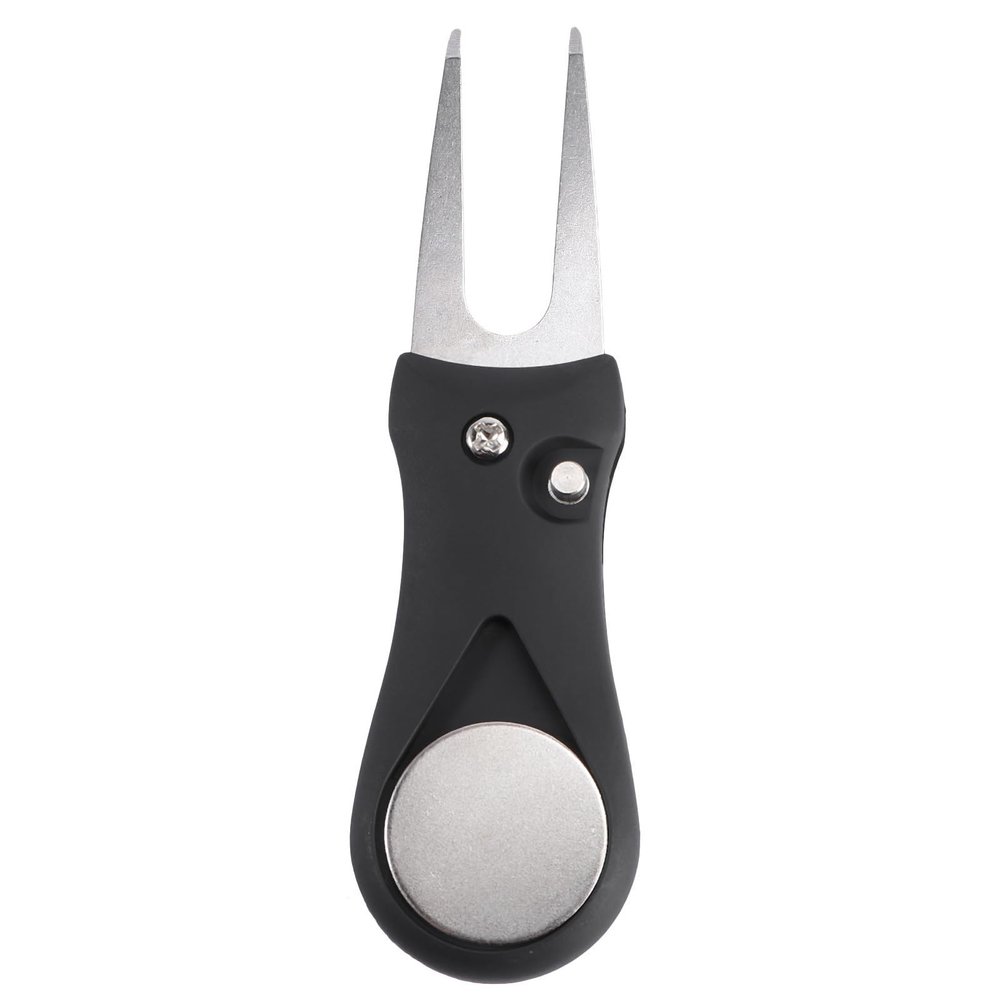 Stainless Steel and Plastic Divot Fork for Golf Courses, Black/Silver