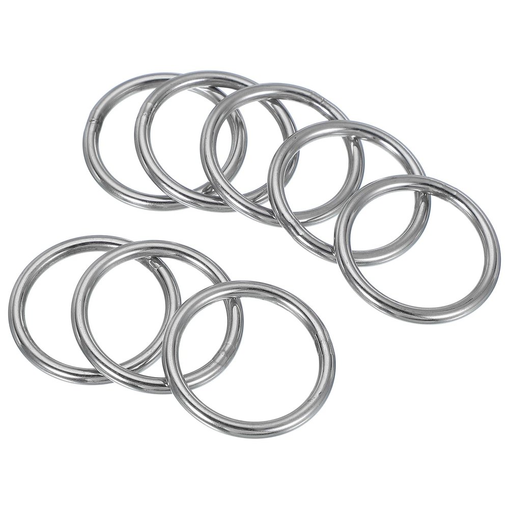 PATIKIL 8-Pack 4 x 40 mm Metal O-Rings, 304 Stainless Steel Welded Round Rings for Bags, Belts, Sewing and DIY