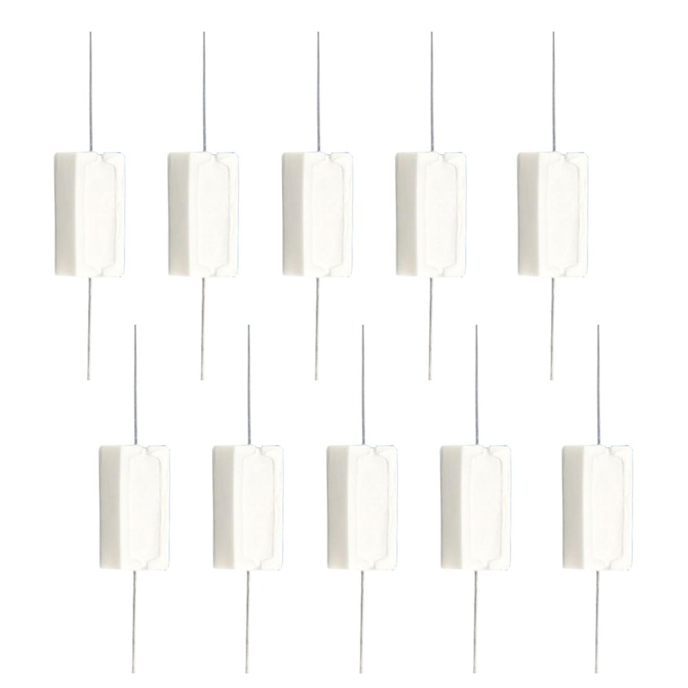 10 pcs 5W 1 Ohm Wirewound Cement Resistors, Ceramic Cement Power Resistors for Household Appliances, Automotive Electronics and Industrial Machinery
