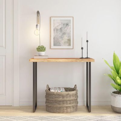 Myheimly Solid Acacia Wood Tabletop with Live Edge, 80 x 40 x 2.5 cm