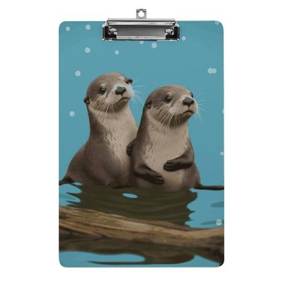 A4 Acrylic Clipboard with Cute Otter Design, Hanging Hole, Holds 80–100 Sheets