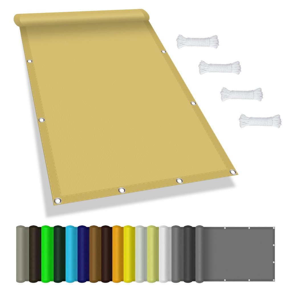 Rectangular Balcony Shade Sail 3.2 x 4 m, Waterproof, Sand Yellow