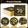 70th Birthday Napkins, Black and Gold, 40 Pieces view 3