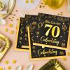 70th Birthday Napkins, Black and Gold, 40 Pieces view 4