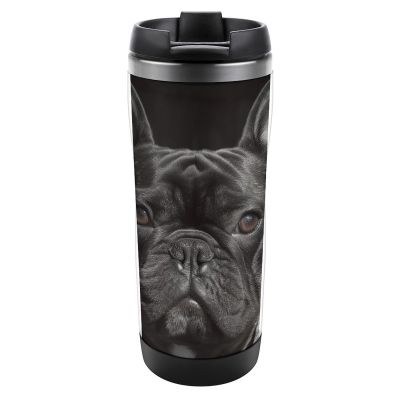 RTFGHJS Vacuum-Insulated Stainless Steel Tumbler with Leakproof Lid, French Bulldog 304 Stainless Steel Travel Cup, Wide Mouth, for Hot and Cold Drinks (380 ml)