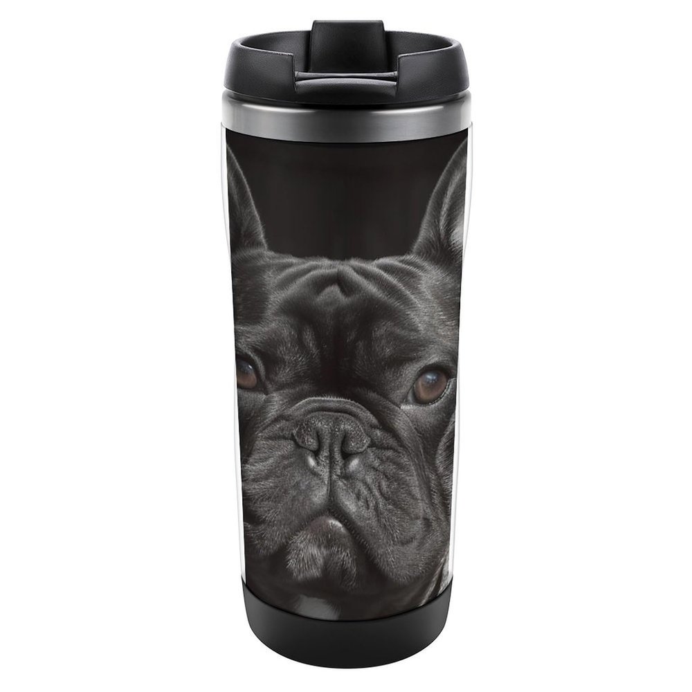 RTFGHJS Vacuum-Insulated Stainless Steel Tumbler with Leakproof Lid, French Bulldog 304 Stainless Steel Travel Cup, Wide Mouth, for Hot and Cold Drinks (380 ml)