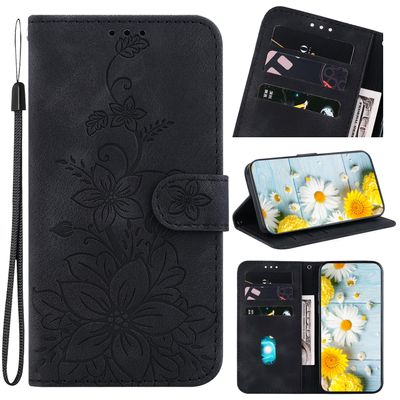 Jiajihua Case for Honor X6a 4G, Black, Lanyard, Card Slot, Magnetic Closure, Flip Stand