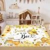 LOMDEM Yellow Bee Flower Area Rug 160 x 230 cm, Flannel Rug for Kids' Bedroom, Foldable Play Mat for Boys and Girls view 1