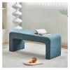 Upholstered Bouclé Entryway Bench, End-of-Bed Bench, Blue, 80 × 40 × 45 cm view 1