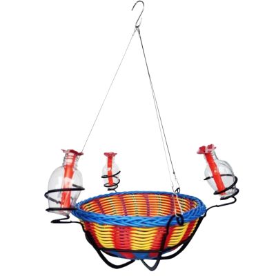 Leak-Proof Hummingbird Feeder for Outdoor Use, Wildlife-Friendly Garden Decor, 16.93 x 11.81 in, Resting Place with 3 Feeding Ports for Deck, Patio, or Lawn