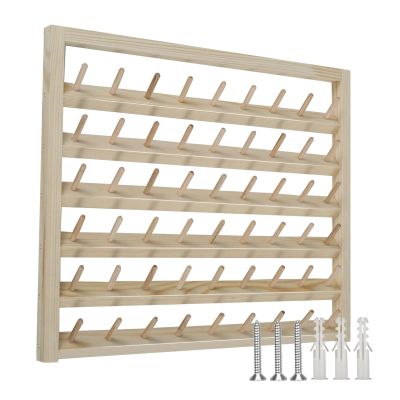 WJLYDM Wooden Thread Spool Holder, 48 Spools, Wall-Mounted