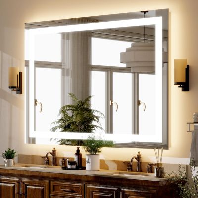 GLSLAND 76.2 x 101.6 cm LED Bathroom Mirror with Adjustable Lighting, Anti-Fog Function, and Horizontal or Vertical Mounting