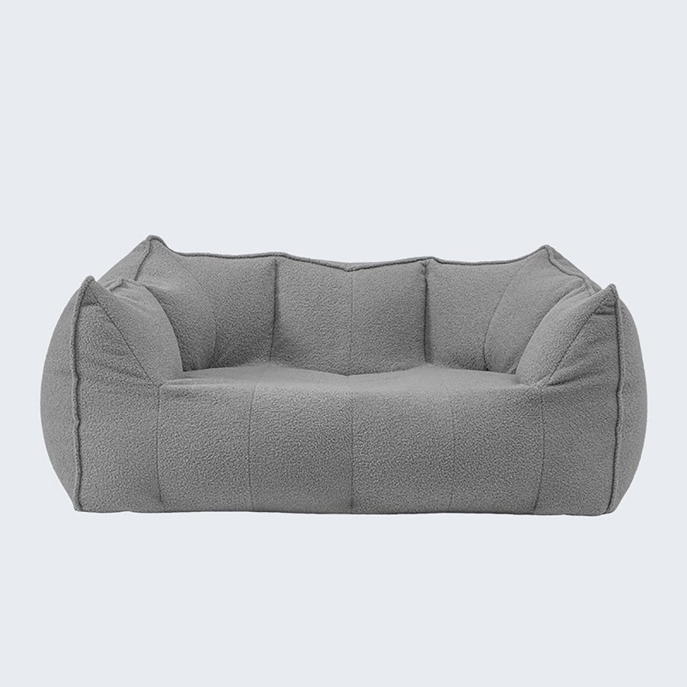 BDBLFLTZ Compressed Foam Bouclé Bean Bag Sofa, Gray, Double