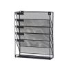 Wall-Mounted Iron File Basket, 5 Compartments, Black view 1