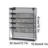 Wall-Mounted Iron File Basket, 5 Compartments, Black view 2