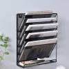 Wall-Mounted Iron File Basket, 5 Compartments, Black view 3