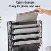 Wall-Mounted Iron File Basket, 5 Compartments, Black view 4
