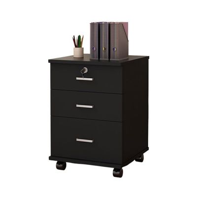 Filing Cabinet with Locking Drawer, Low-Profile Printer Stand, Natural Finish