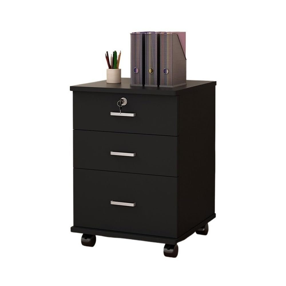 Filing Cabinet with Locking Drawer, Low-Profile Printer Stand, Natural Finish