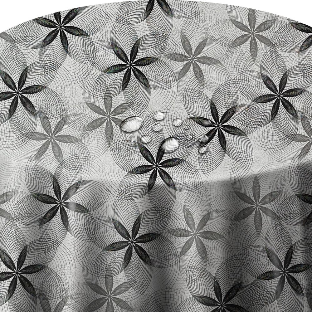 Oilcloth Tablecloth, Mandala Circles Gray Oval, 130 x 160 cm, Wipeable