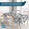 Oilcloth Tablecloth, Mandala Circles Gray Oval, 130 x 160 cm, Wipeable view 2