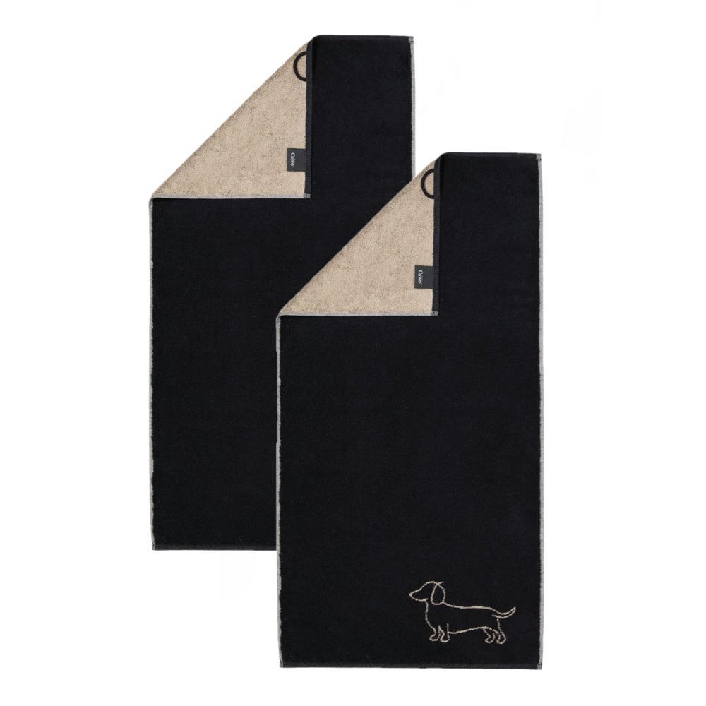 2-Pack Caw We Love Dogs Towels 6248-93 Dachshund Black 50 x 100 cm