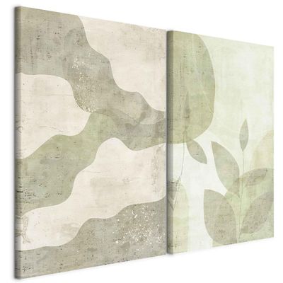 murando - Acoustic Wall Art Set, Abstract Waves and Leaves, 120 x 90 cm, 2-Piece