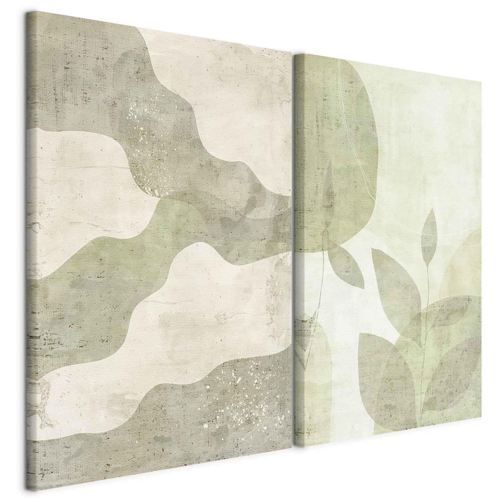 murando - Acoustic Wall Art Set, Abstract Waves and Leaves, 120 x 90 cm, 2-Piece