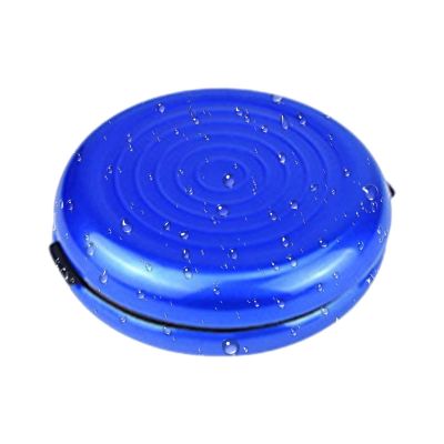 Round Aluminum Coin Wallet and Storage Case, Blue
