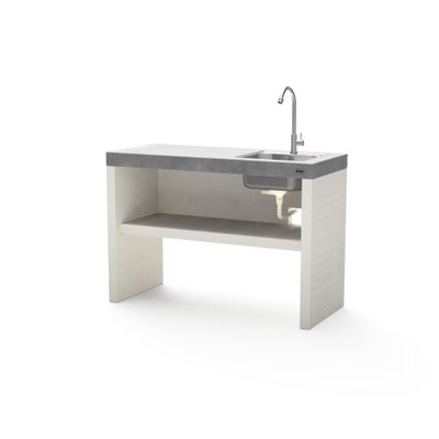 TUOZI PLAN/VENIT Freestanding Module with 2 Sinks and Faucet for Prefabricated Grill, White/Gray, 110 x 47 x 47 cm, Outdoor Use