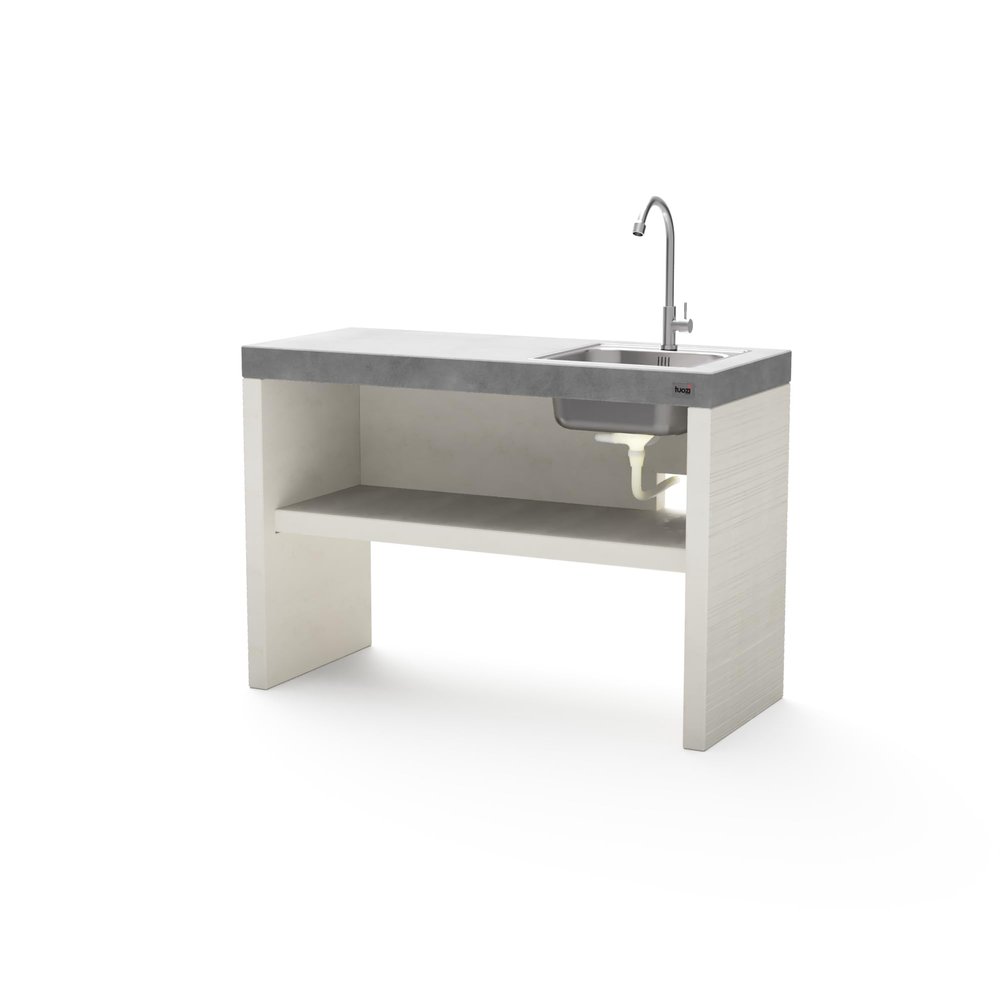 TUOZI PLAN/VENIT Freestanding Module with 2 Sinks and Faucet for Prefabricated Grill, White/Gray, 110 x 47 x 47 cm, Outdoor Use