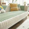 Thick Faux Lambswool Sofa Cover, Dark Green, 110 x 160 cm view 3