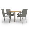 IKAYAA 5-Piece Gray Rattan Garden Dining Set for 4 view 1