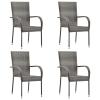 IKAYAA 5-Piece Gray Rattan Garden Dining Set for 4 view 2