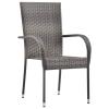 IKAYAA 5-Piece Gray Rattan Garden Dining Set for 4 view 3