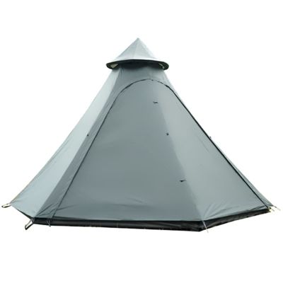 Outdoor Pyramid Teepee Tent with Sidewalls, Double-Layer Rainproof Camping Tent, Green
