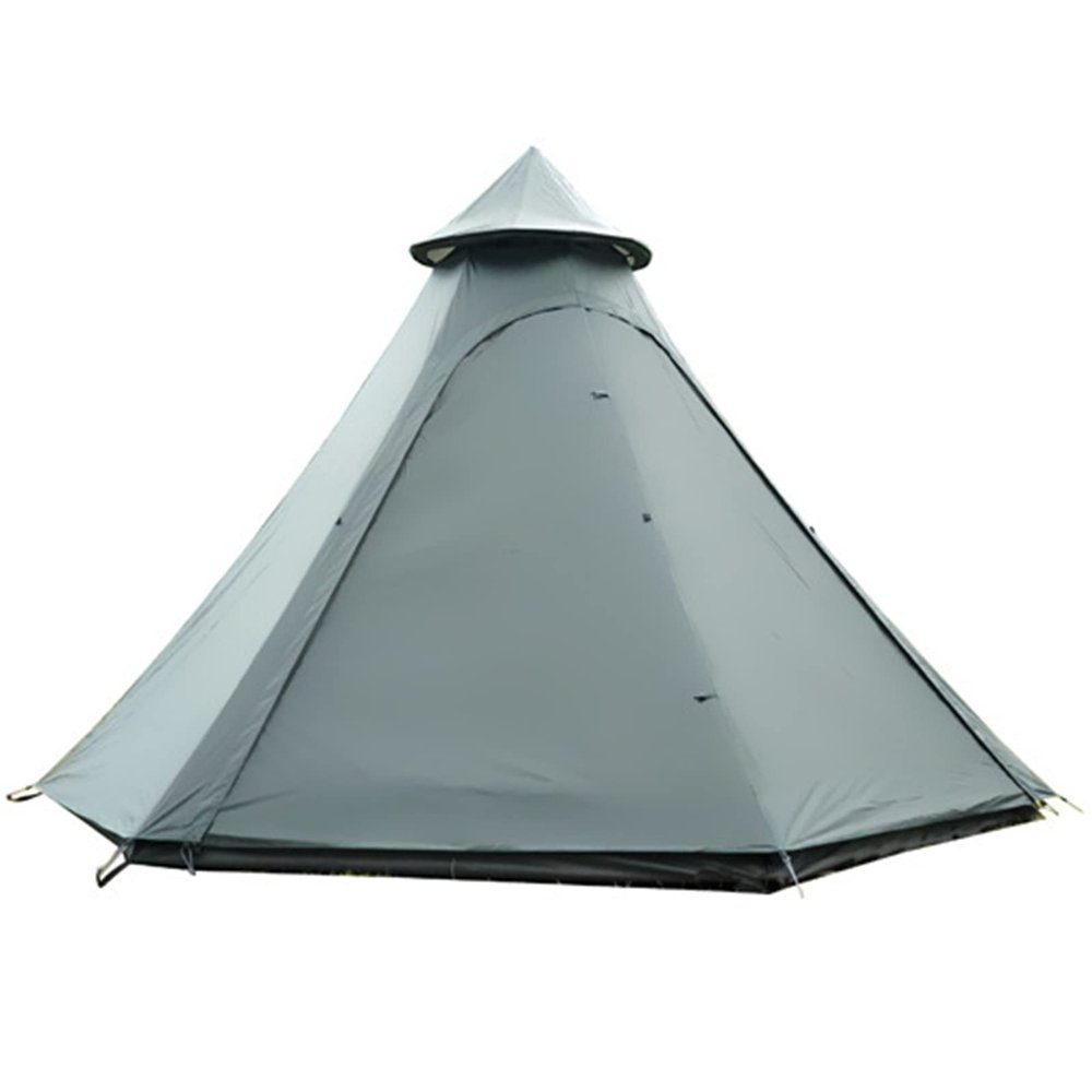 Outdoor Pyramid Teepee Tent with Sidewalls, Double-Layer Rainproof Camping Tent, Green